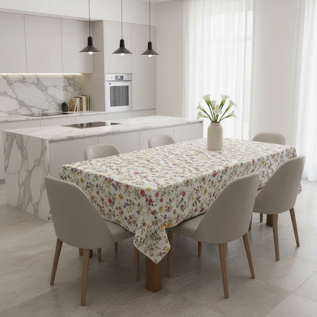 Tovaglia in Cotone 100% Fantasia Floreale – Misure 140x180 cm (6 persone) e 140x240 cm (8/12 persone)