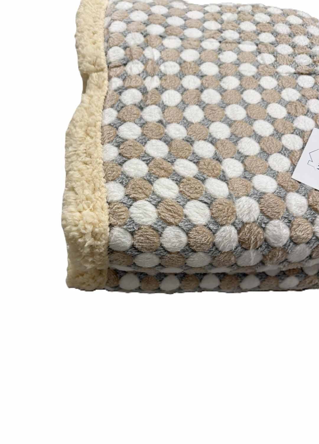 Coperta Invernale Double Face Agnellata – Fantasia Pois Beige – Morbida e Calda