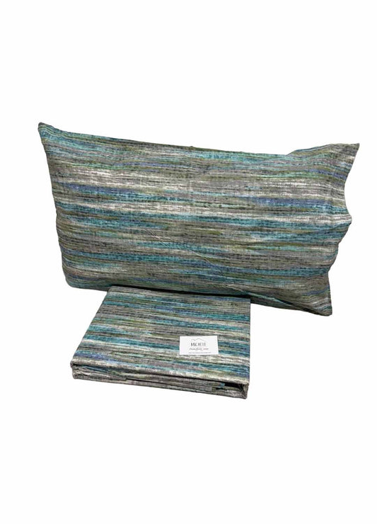 Copripiumino Matrimoniale Righe Naturali – 100% Cotone | Toni Verde, Azzurro e Grigio