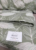 Completo Lenzuola Matrimoniali in Flanella 100% Cotone Italiano Foglie Verdi – Anti Pilling | Alta Qualità