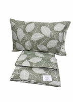 Completo Lenzuola Matrimoniali in Flanella 100% Cotone Italiano Foglie Verdi – Anti Pilling | Alta Qualità