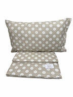 Completo Lenzuola Matrimoniali in Flanella 100% Cotone Italiano Pois Tortora – Anti Pilling | Alta Qualità