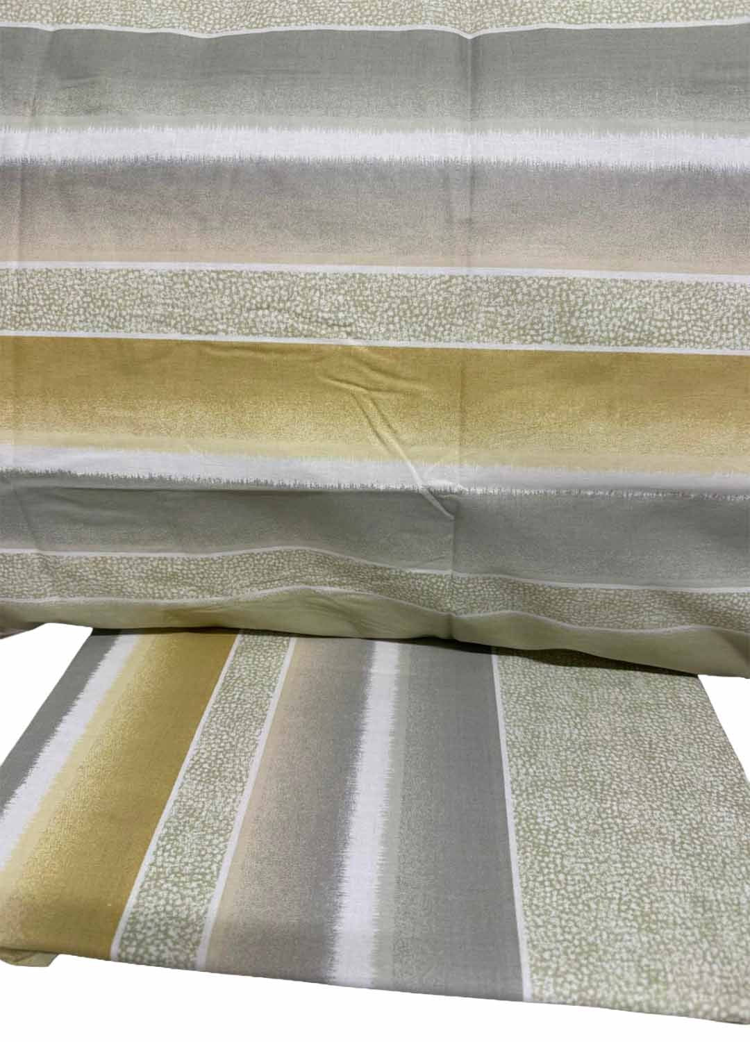 Completo Letto Matrimoniale in Cotone 100% Fantasia Righe Naturali – Lenzuola con Angoli