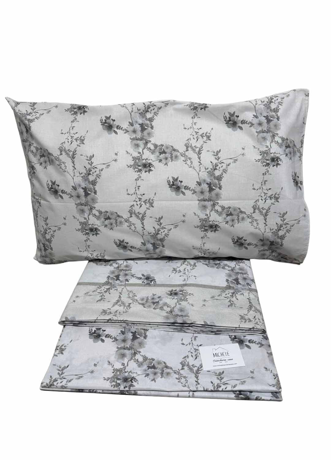 Completo Letto Matrimoniale in Cotone 100% Fantasia Fiori di Bruma – Lenzuola con Angoli