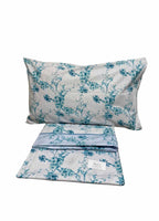 Completo Letto Matrimoniale in Cotone 100% Fantasia Fiori d’Acqua – Lenzuola con Angoli