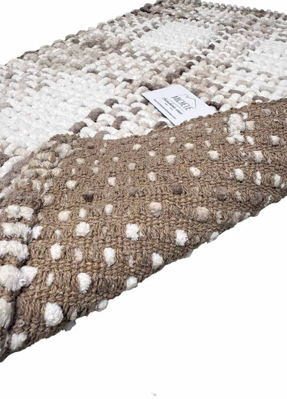 Tappeto Indiano Intrecciato a Mano Antiscivolo – Cotone e Poliestere – 50x80 / 60x110 cm -Beige