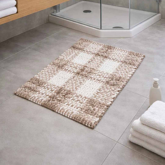 Tappeto Indiano Intrecciato a Mano Antiscivolo – Cotone e Poliestere – 50x80 / 60x110 cm -Beige