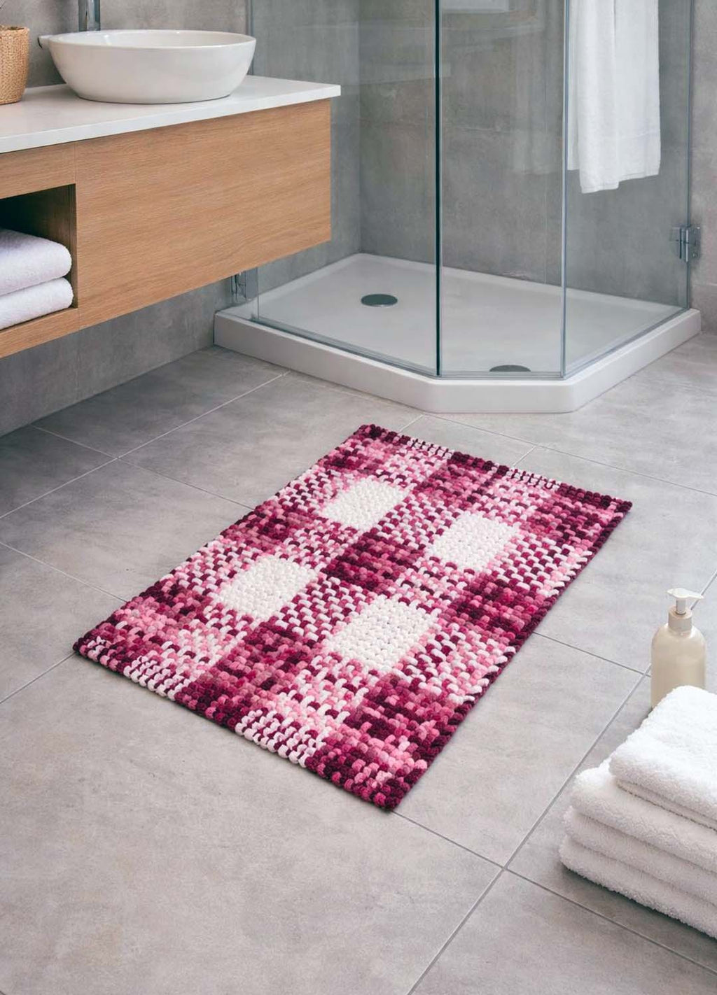 Tappeto Indiano Intrecciato a Mano Antiscivolo – Cotone e Poliestere – 50x80 / 60x110 cm - Rosso