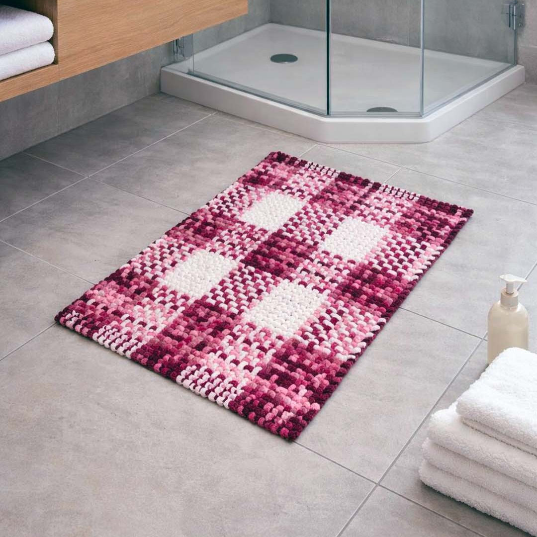 Tappeto Indiano Intrecciato a Mano Antiscivolo – Cotone e Poliestere – 50x80 / 60x110 cm - Rosso