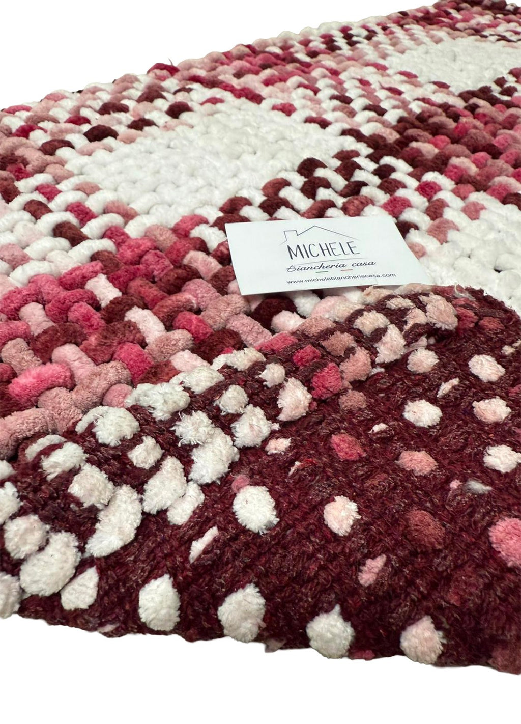 Tappeto Indiano Intrecciato a Mano Antiscivolo – Cotone e Poliestere – 50x80 / 60x110 cm - Rosso