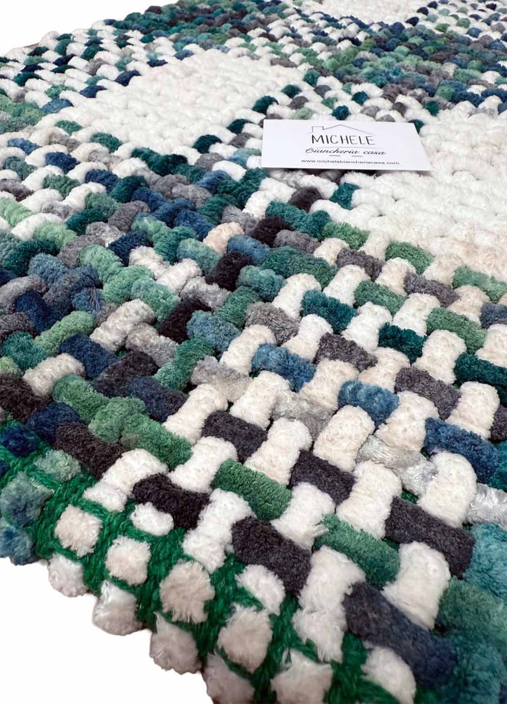 Tappeto Indiano Intrecciato a Mano Antiscivolo – Cotone e Poliestere – 50x80 / 60x110 cm - Verde