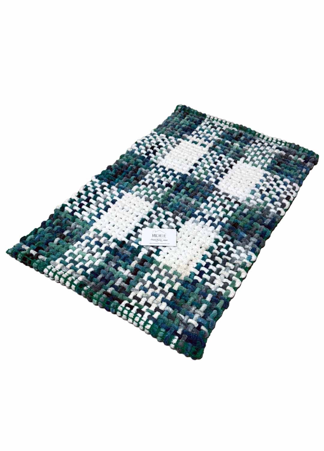 Tappeto Indiano Intrecciato a Mano Antiscivolo – Cotone e Poliestere – 50x80 / 60x110 cm - Verde