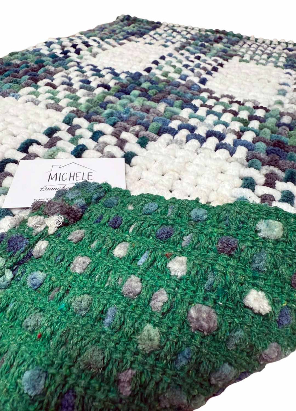 Tappeto Indiano Intrecciato a Mano Antiscivolo – Cotone e Poliestere – 50x80 / 60x110 cm - Verde