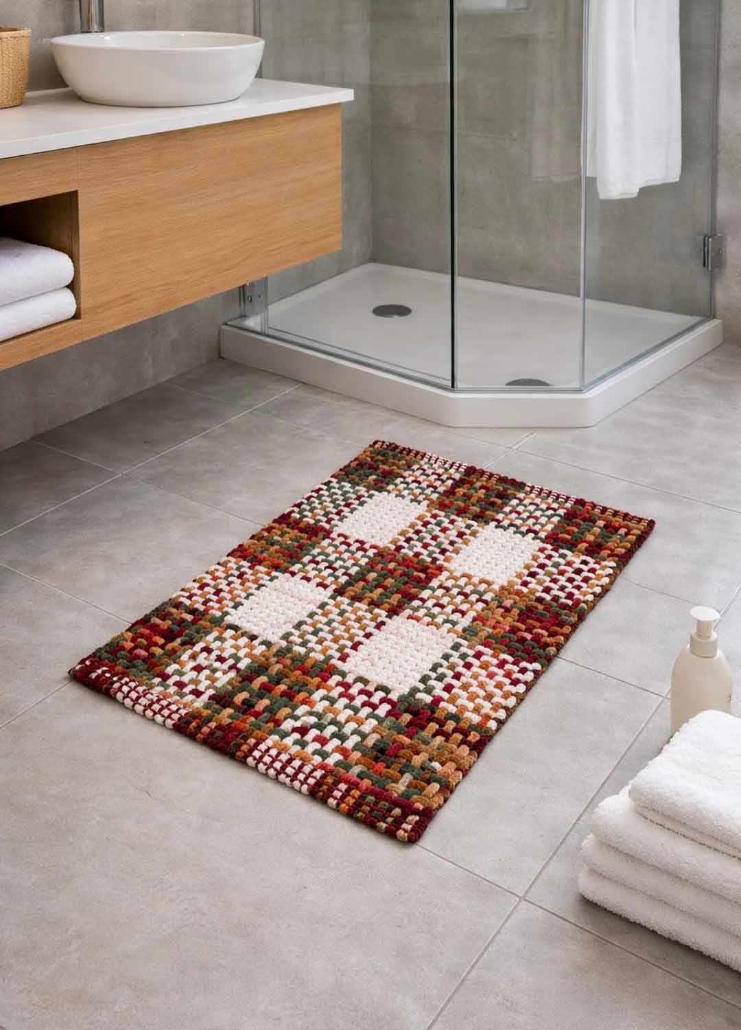 Tappeto Indiano Intrecciato a Mano Antiscivolo – Cotone e Poliestere – 50x80 / 60x110 cm - Multicolor