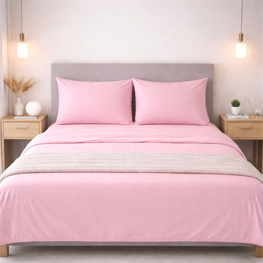 Completo Lenzuola Matrimoniali in Tinta Unita, Vari colori, in Puro Cotone, Prodotto Italiano