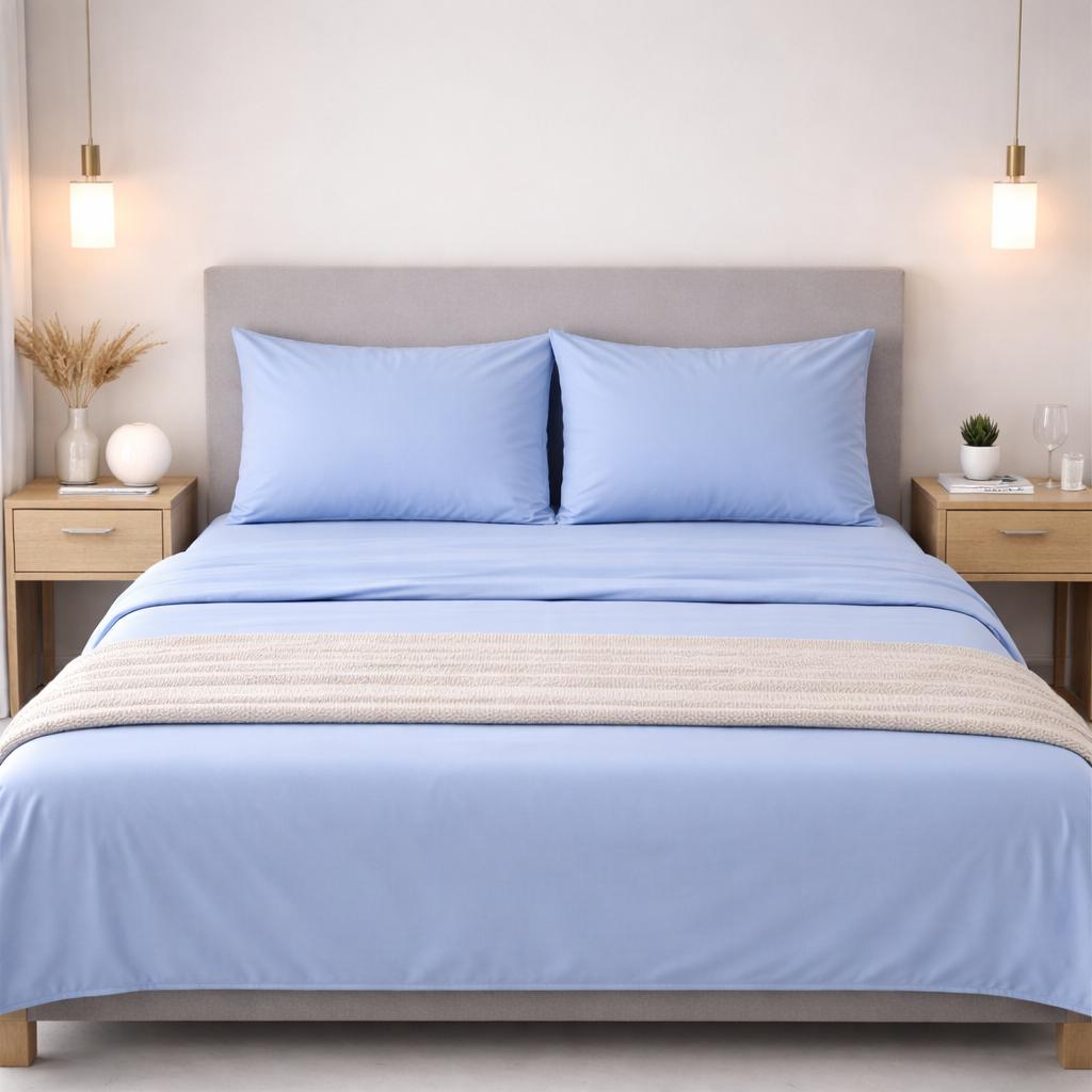 Completo Lenzuola Matrimoniali in Tinta Unita, Vari colori, in Puro Cotone, Prodotto Italiano