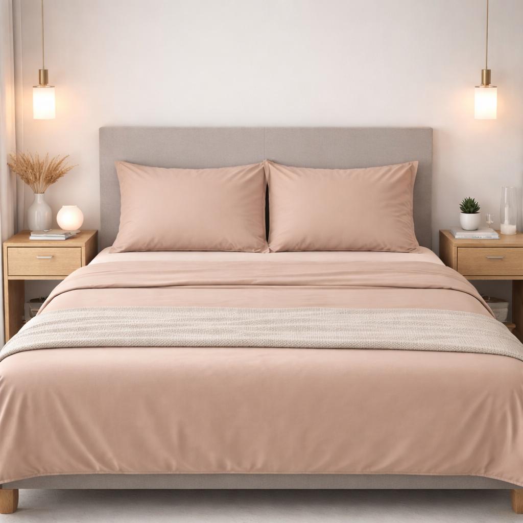 Completo Lenzuola Matrimoniali in Tinta Unita, Vari colori, in Puro Cotone, Prodotto Italiano