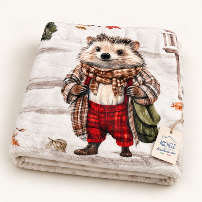 Plaid Bosco d’Inverno 130x160 cm con Stampa Digitale in Flanella Calda e Interno Agnellato