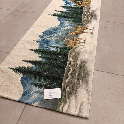 Tappeto Passatoia in Ciniglia 57x190 cm Antiscivolo – Fantasia Chalet d’Inverno