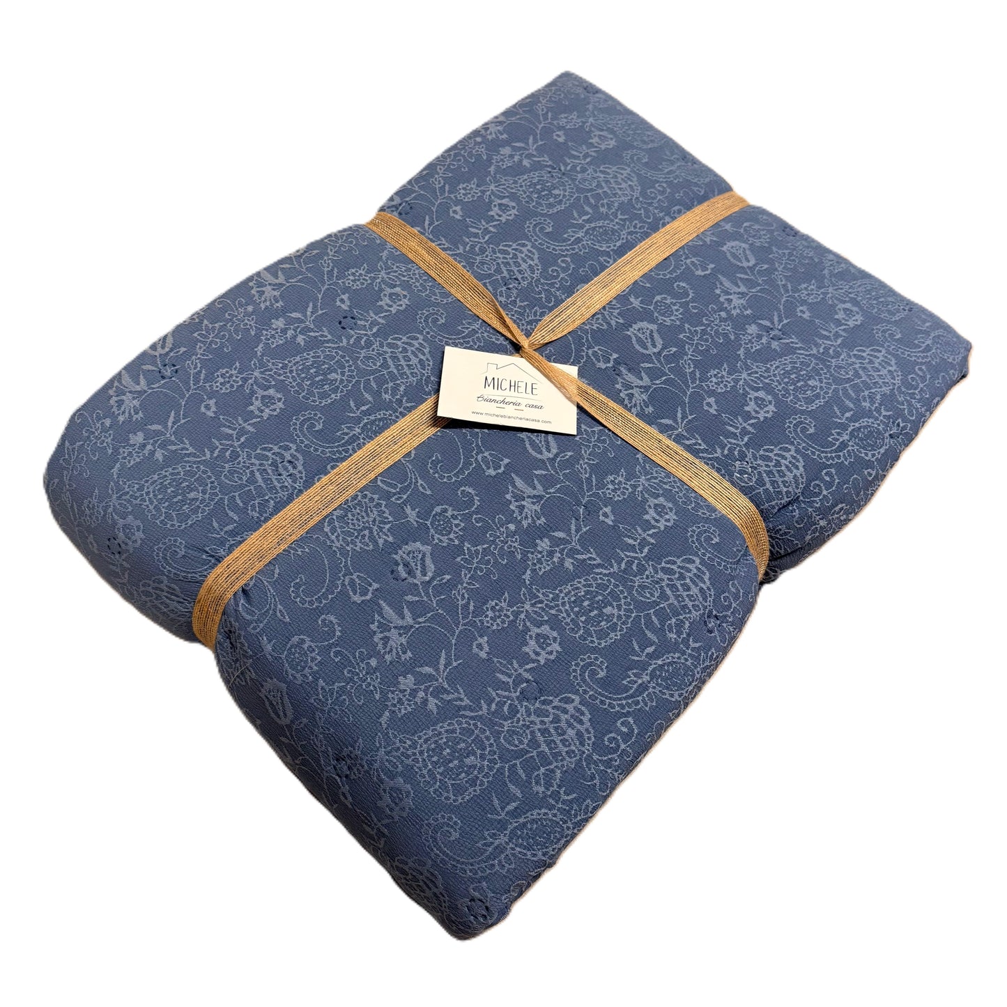 Trapuntino Matrimoniale 250x250 cm Blue Lace in Microfibra – Copriletto Elegante Effetto Pizzo