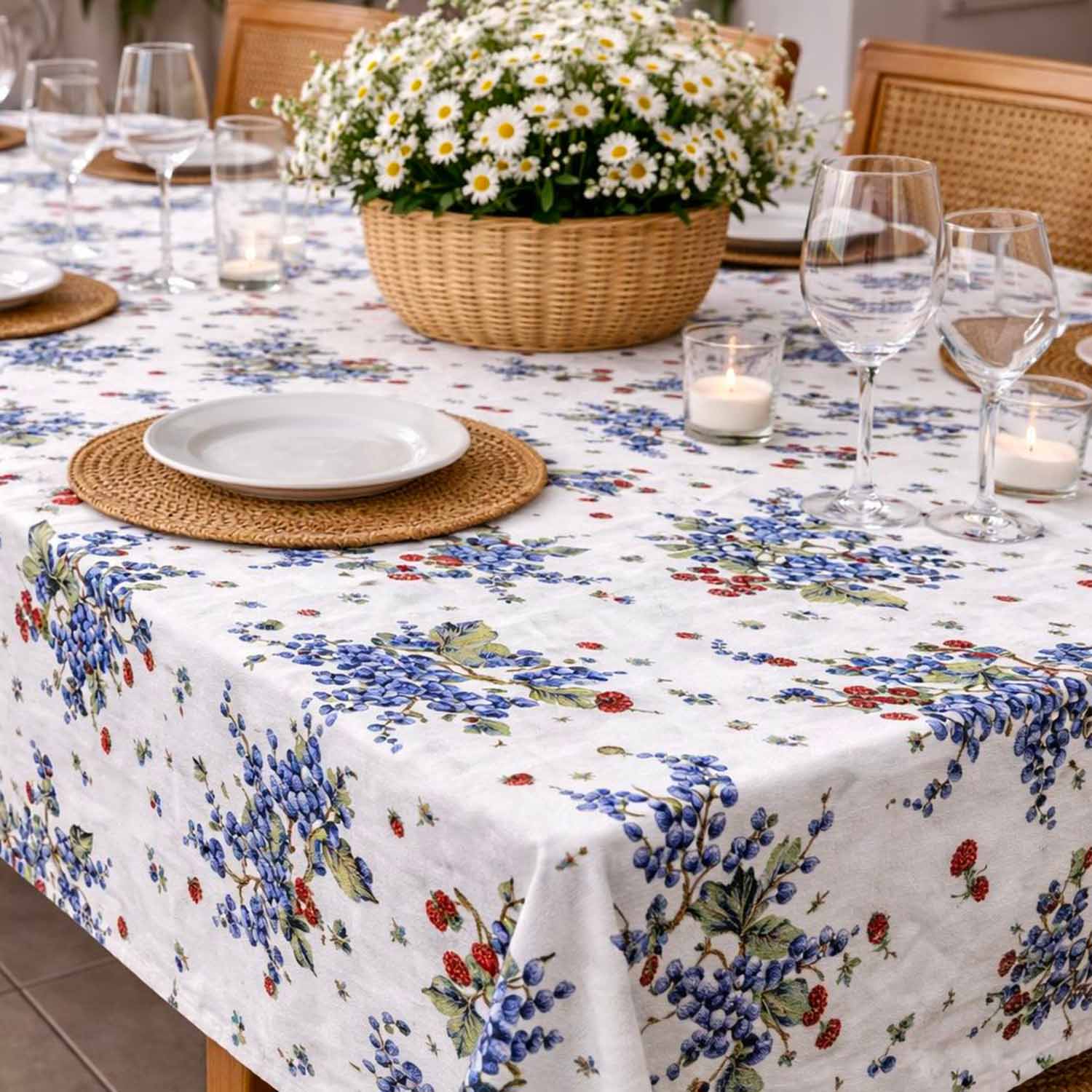 Tovaglia 100% Cotone “Frutti di Bosco Provenzali” – 140x180 cm / 140x240 cm