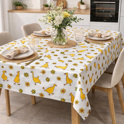 Tovaglia in 100% cotone, fantasia con Paperette Gialle - Disponibile per 6 o 8-12 persone
