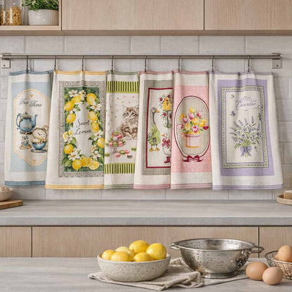 Set 6 Strofinacci da Cucina in Spugna 100% Cotone 350 GSM – Assorbenti e Resistenti, Varie Fantasie