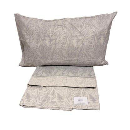 Completo Letto Matrimoniale in Cotone 100% Fantasia Foglie di Ghiaccio – Lenzuola con Angoli