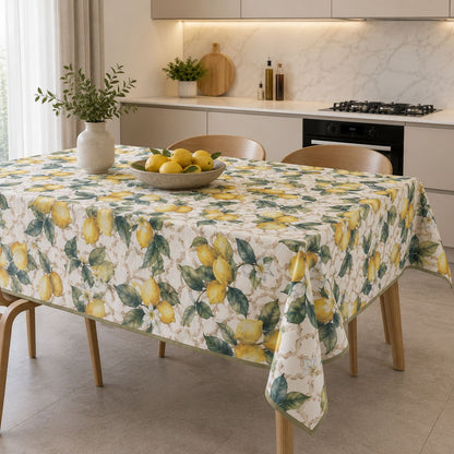 Tovaglia Antimacchia Stile Contemporaneo con i Limoni, Rettangolare, Quadrata e Rotonda