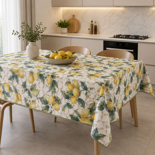Tovaglia Antimacchia Stile Contemporaneo con i Limoni, Rettangolare, Quadrata e Rotonda