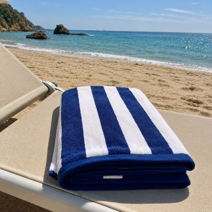 Telo Mare in Spugna Jacquard 100% Cotone – Super Assorbente, Morbido e Resistente, Fantasia Righe