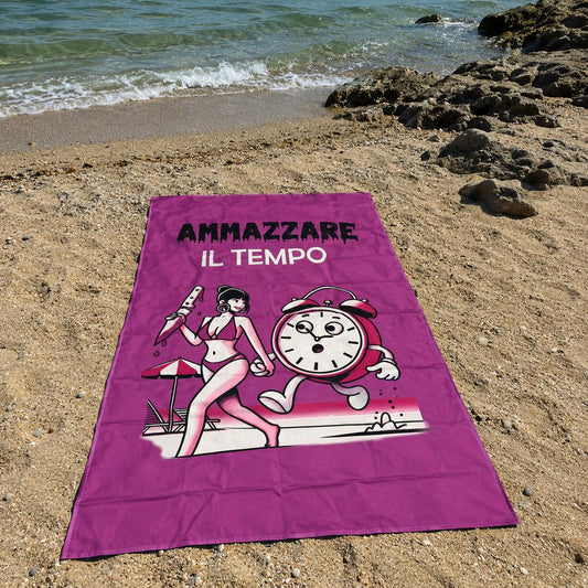 Telo Mare Microfibra "Ammazzare il Tempo" 90x170 cm – Asciugatura Rapida, Leggero e Salvaspazio