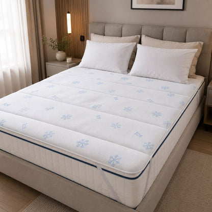 Topper Matrimoniale Rinfrescante Ice – Coprimaterasso in Memory Foam con Fasce Elastiche