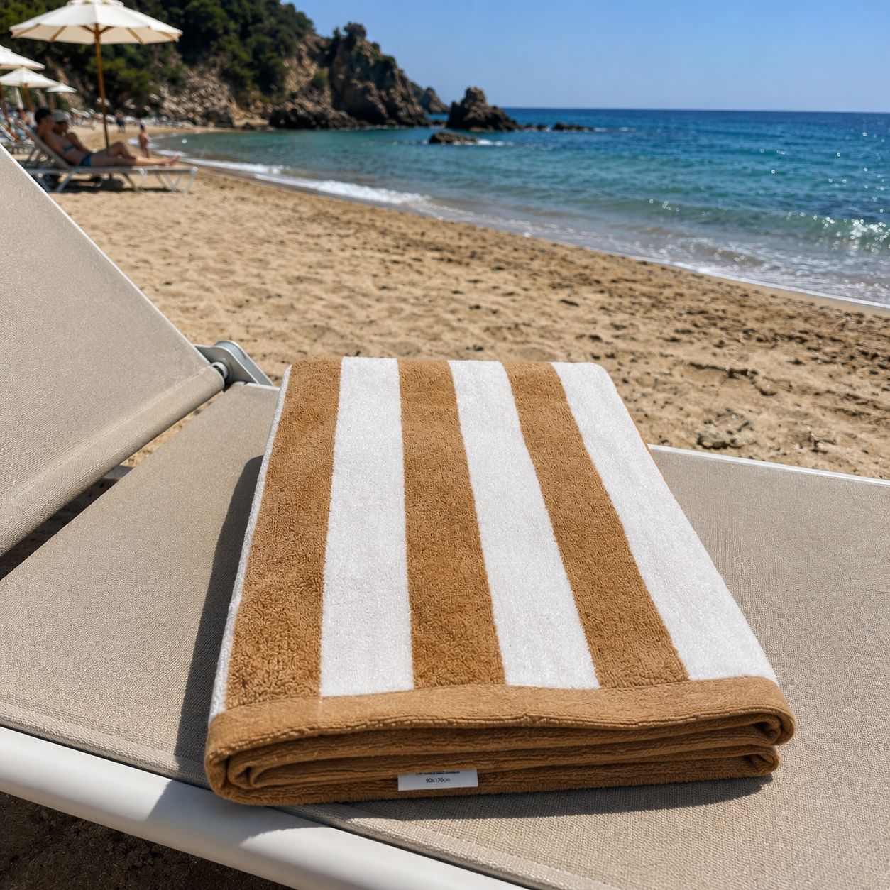 Telo Mare in Spugna Jacquard 100% Cotone – Super Assorbente, Morbido e Resistente, Fantasia Righe