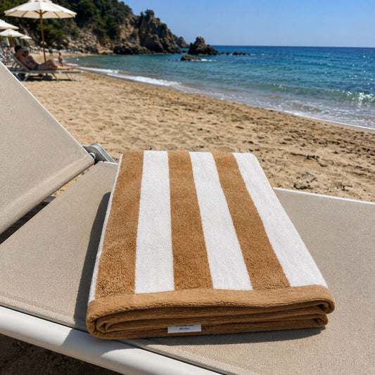 Telo Mare in Spugna Jacquard 100% Cotone – Super Assorbente, Morbido e Resistente, Fantasia Righe