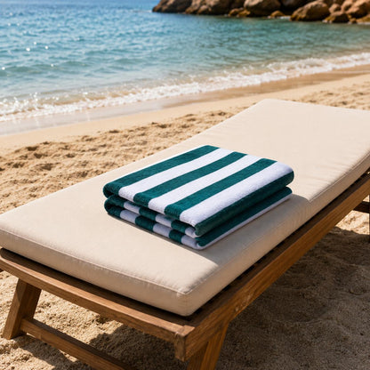 Telo Mare in Spugna Jacquard 100% Cotone – Super Assorbente, Morbido e Resistente, Fantasia Righe