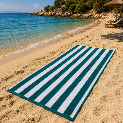 Telo Mare in Spugna Jacquard 100% Cotone – Super Assorbente, Morbido e Resistente, Fantasia Righe