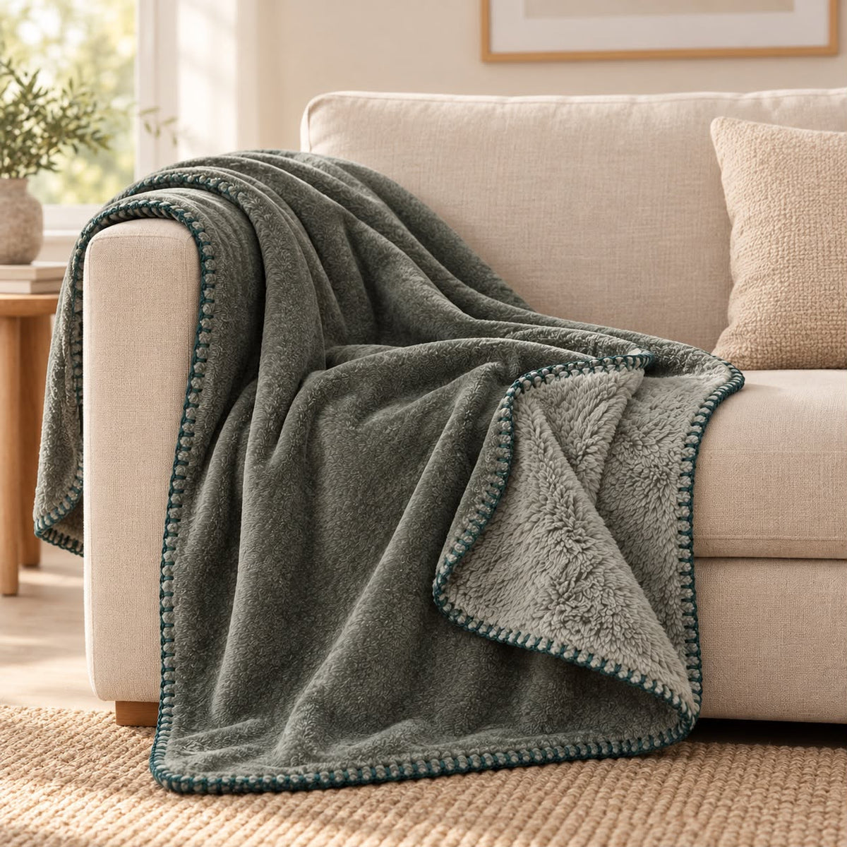 Plaid Chic 130x160 cm in Flanella con Interno Agnellato e Punto Cavallo – Vari Colori