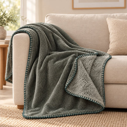 Plaid Chic 130x160 cm in Flanella con Interno Agnellato e Punto Cavallo – Vari Colori
