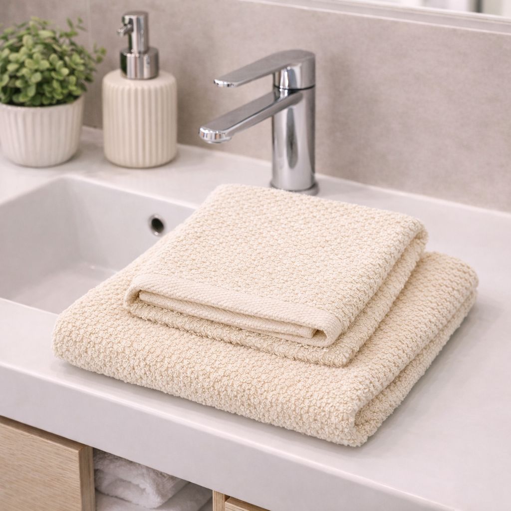 Completo asciugamani viso e ospite in cotone, modello Pop Corn