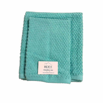 Completo asciugamani viso e ospite in cotone, modello Pop Corn