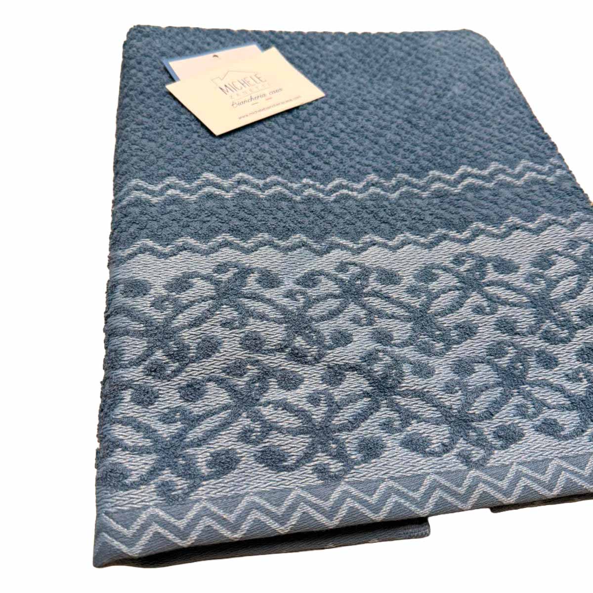 Completo Asciugamani Viso + Ospite in Spugna 100% Cotone con Motivo Damascato – Vari colori