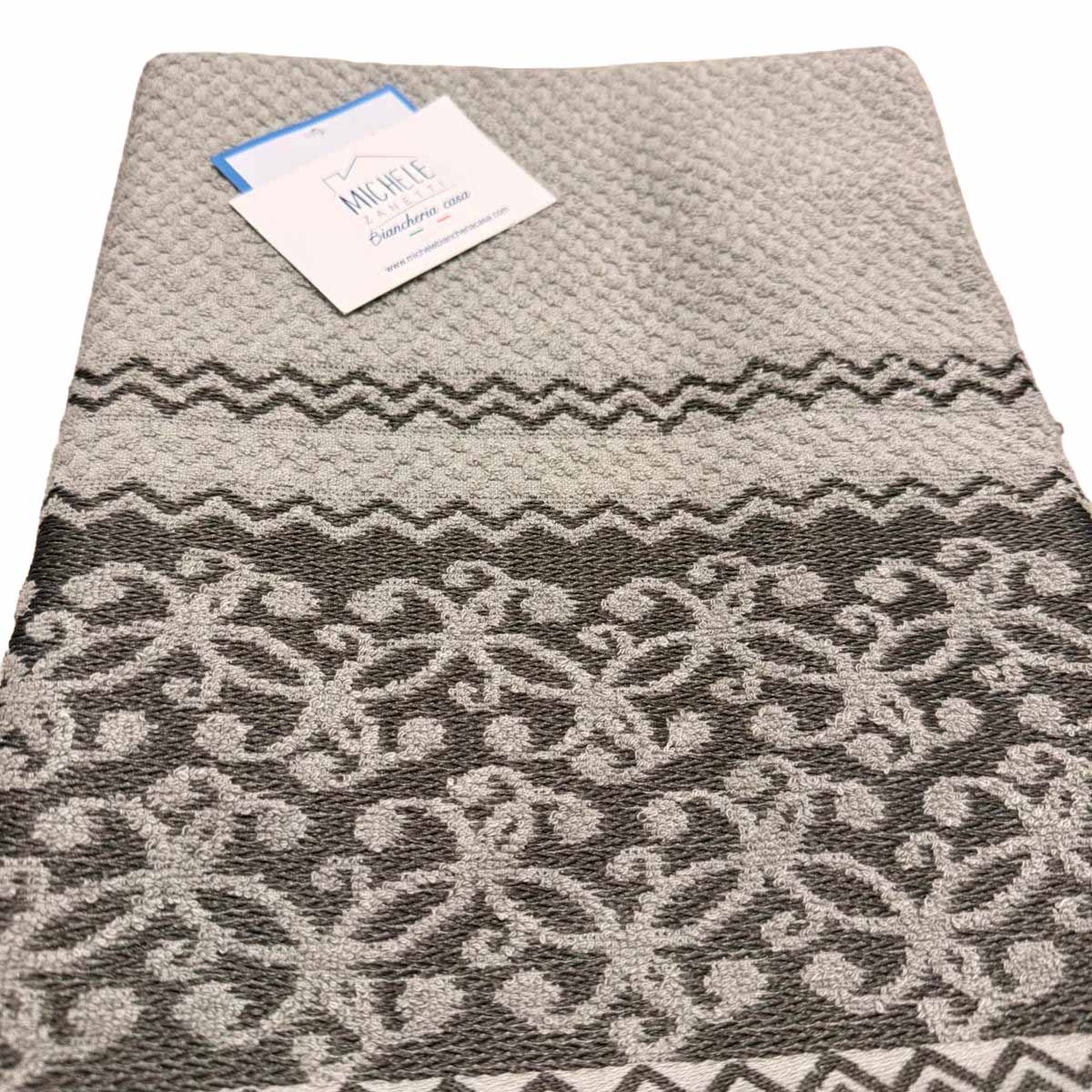 Completo Asciugamani Viso + Ospite in Spugna 100% Cotone con Motivo Damascato – Vari colori