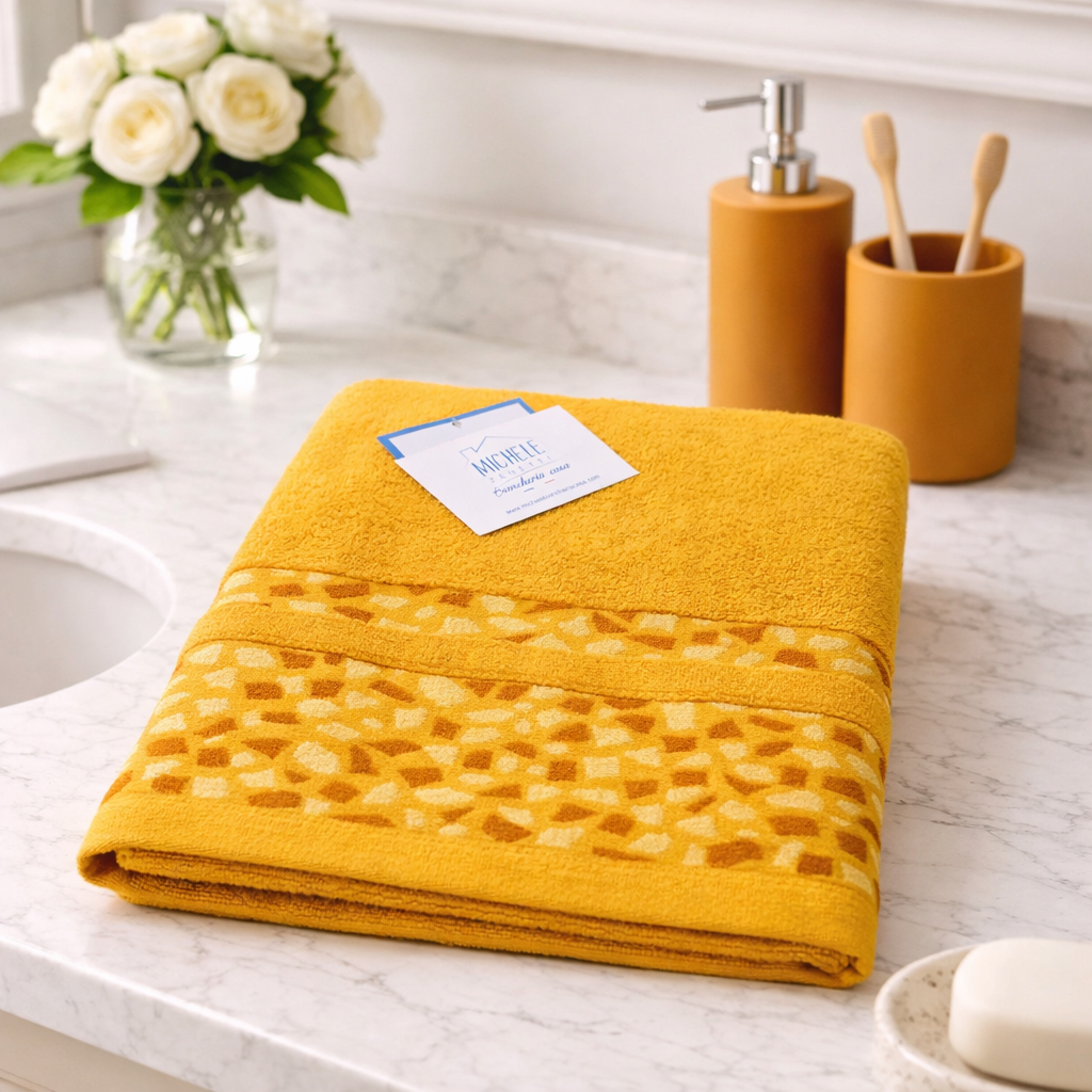 Asciugamano in Spugna 500 gr 100% Cotone Fantasia Mosaico – Alta Assorbenza – Vari Colori