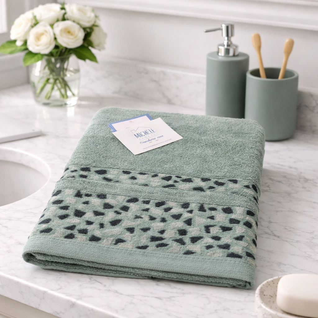 Asciugamano in Spugna 500 gr 100% Cotone Fantasia Mosaico – Alta Assorbenza – Vari Colori