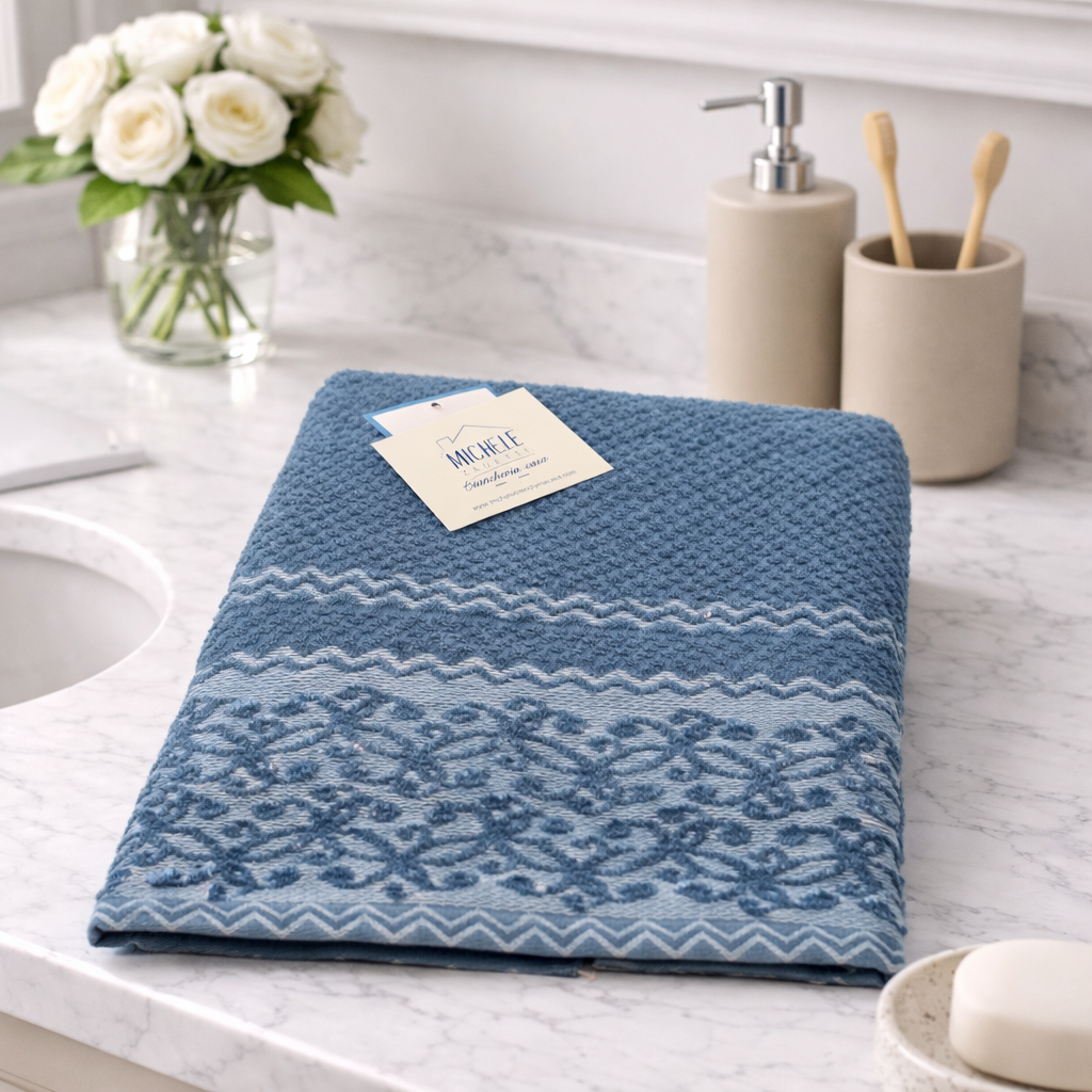 Completo Asciugamani Viso + Ospite in Spugna 100% Cotone con Motivo Damascato – Vari colori