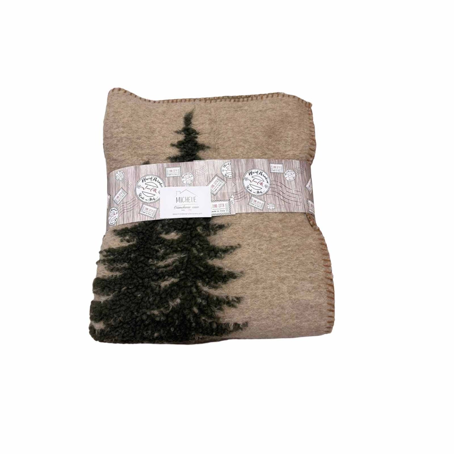 Coperta in Lana Cotta 150x170 cm Made in Italy – Fantasia Cervi e Abeti