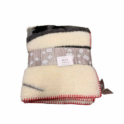 Coperta in Lana Cotta 150x170 cm Made in Italy – Fantasia Montagna e Sciatore