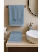 Coppia Asciugamani Viso + Ospite in Spugna 500 gr – Morbidi, Assorbenti, Ricamati – Azzurro