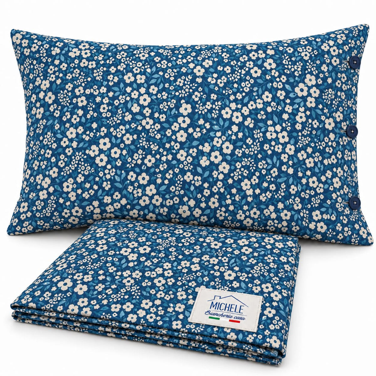 Copripiumino Matrimoniale Blue Blossom in Cotone 100% – Fantasia Floreale Blu